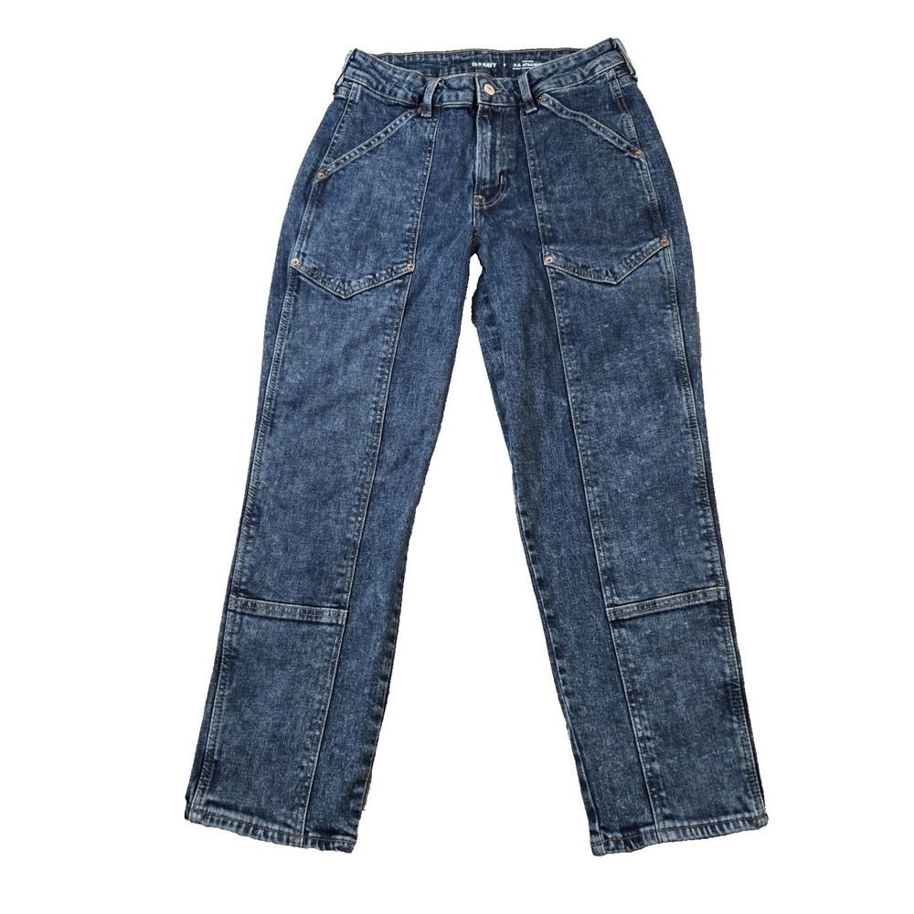 Old Navy Jeans Womens Blue OG Straight High Rise Utility Dark Wash Denim Noura 8